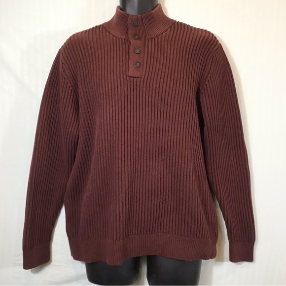 Vintage LL Bean Henley Sweater Mens Cable Knit Size XL Heavy Fishermans Pullover - Picture 3 of 13